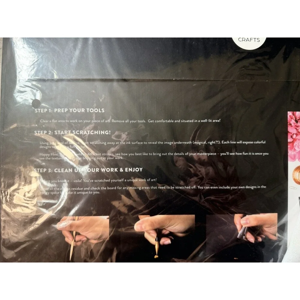 NIP RELAX‎ YOUR MIND W/ HAPPY CRAFTS SCRATCH KIT INCLUDES BOARDS, TOOLS (2887)